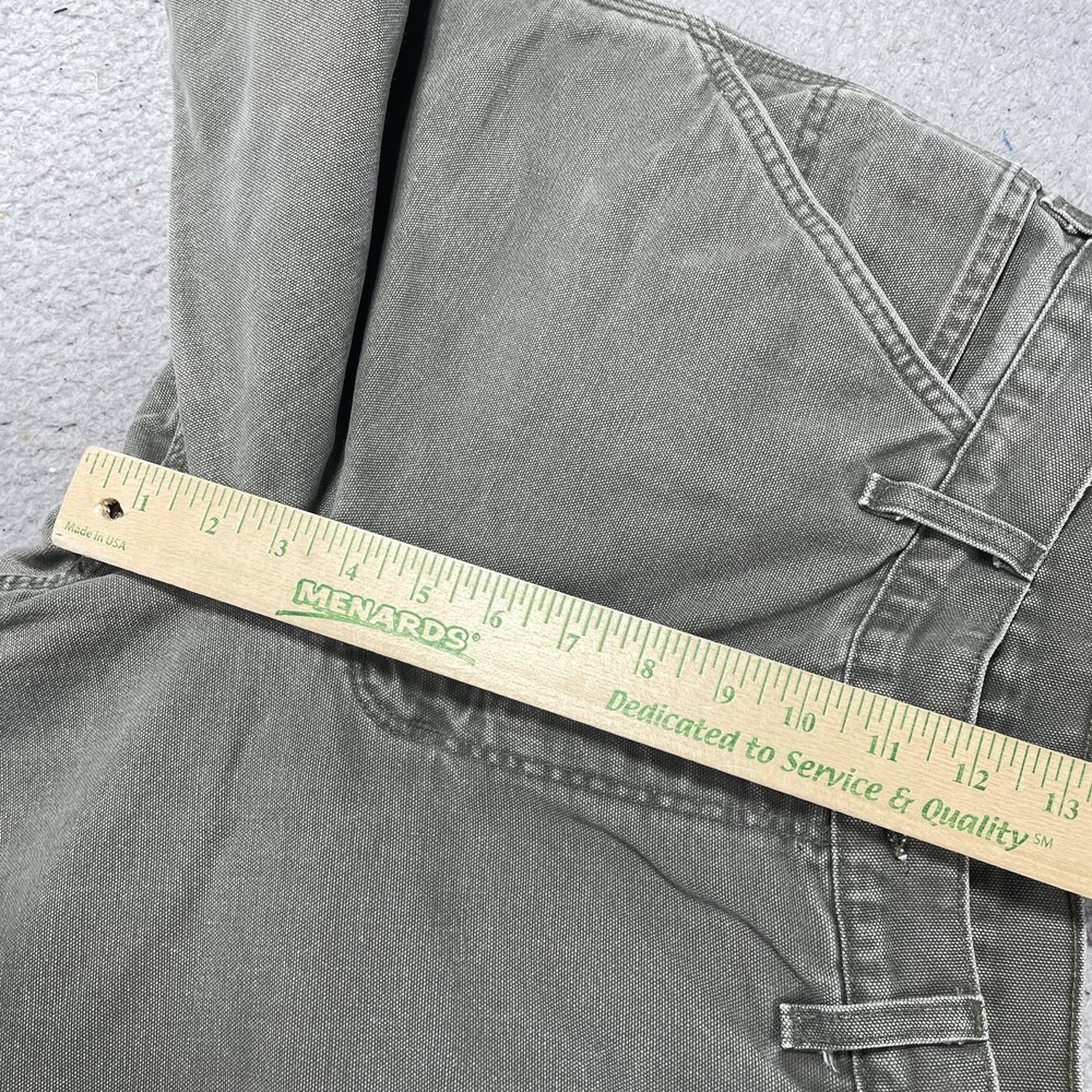 Carhartt Pants Mens 30x30 Green Flannel Lined Canvas Carpenter Relaxed Workwear - Picture 7 of 14